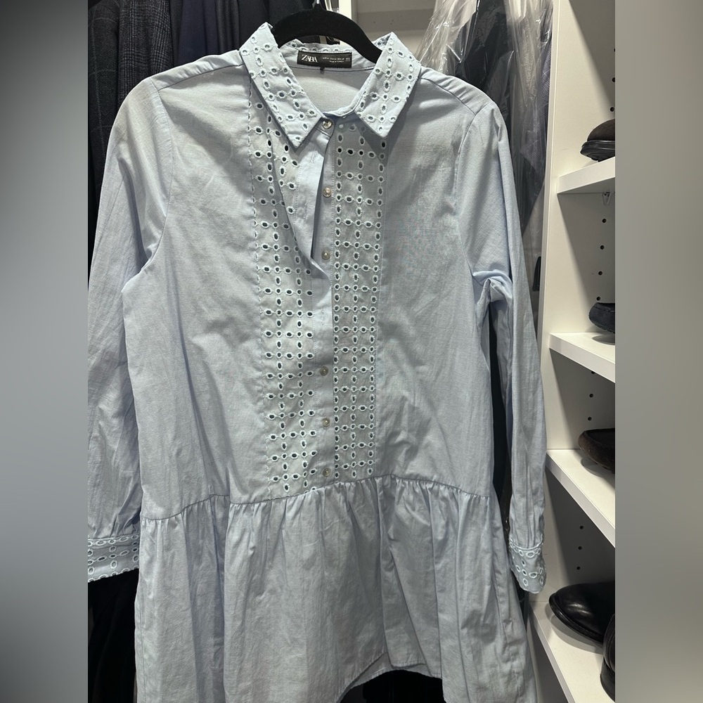 Zara blue button down dress